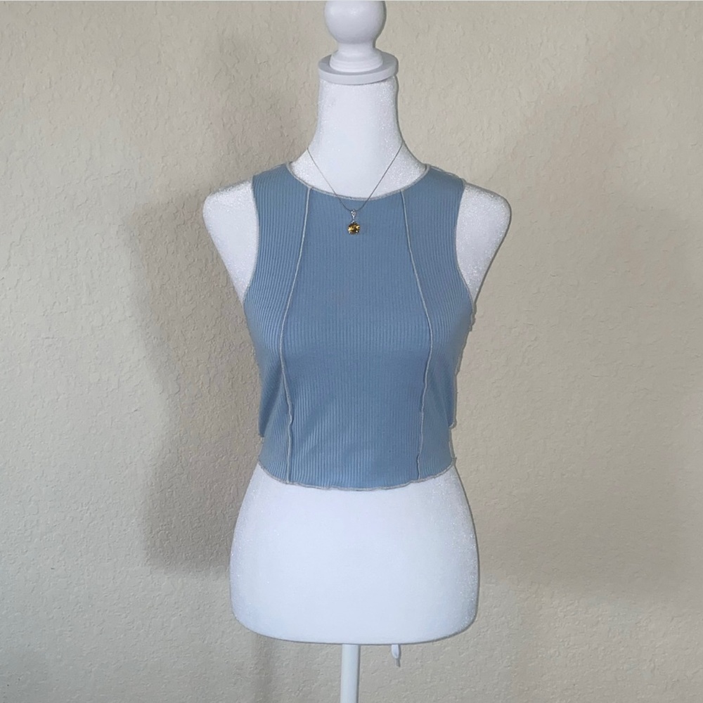 Forever 21 Baby Blue Ribbed Cami Crop Top. Size Small.
